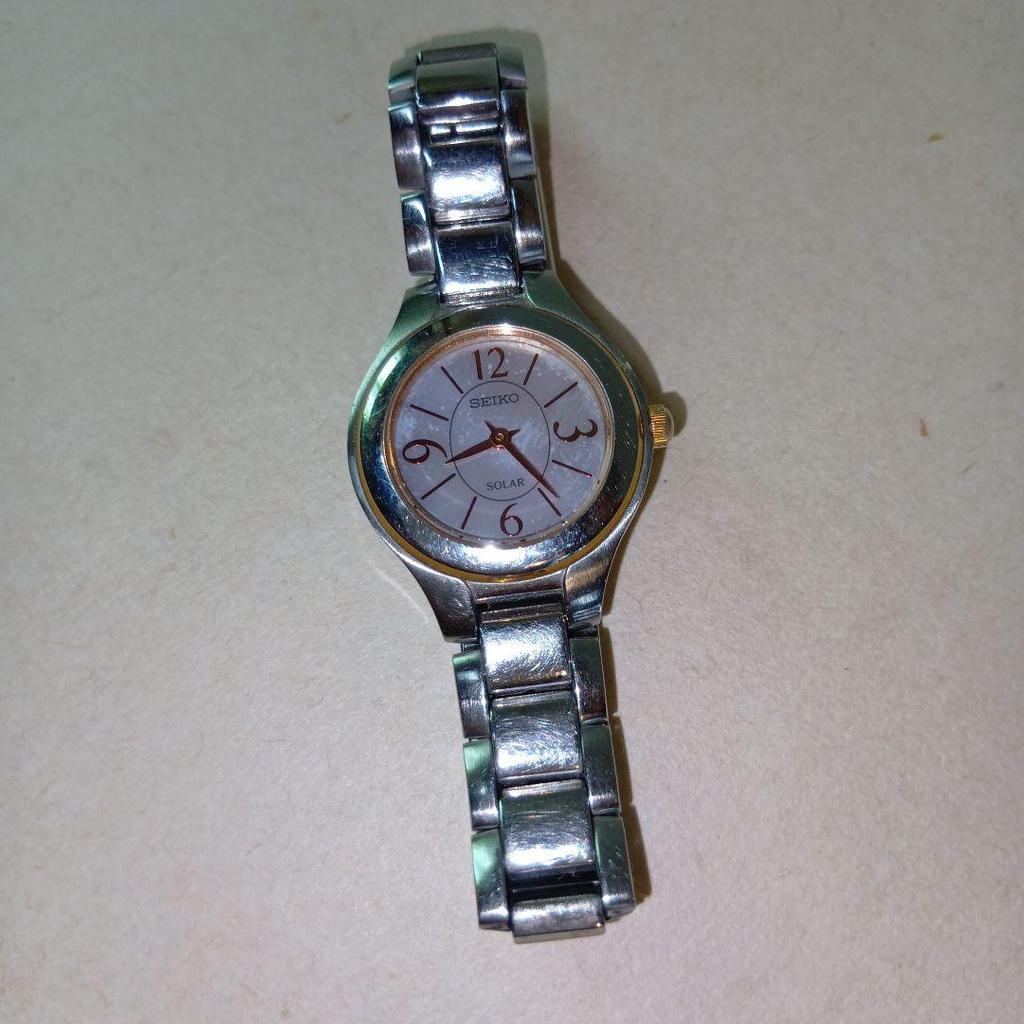 [USED] SEIKO SOLAR Wristwatch Silver Solar Watch Seiko Operation Confirmed