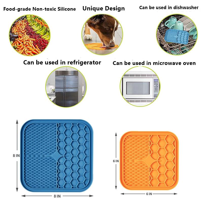 Lick Pad designed for Dog Cat Slower Feeder Licky Mat designed for Puppy Kitten Silicone Dispenser Pet Feeding Licking Mat Bathing Distraction Pad