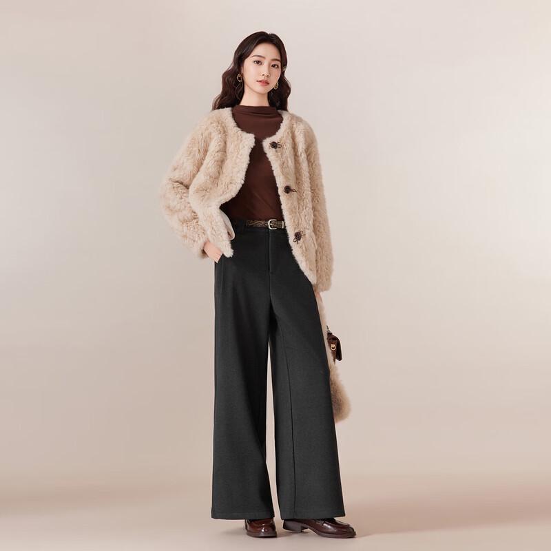 IEF 2025 Winter Korean Style Wool Wide-Leg Pants