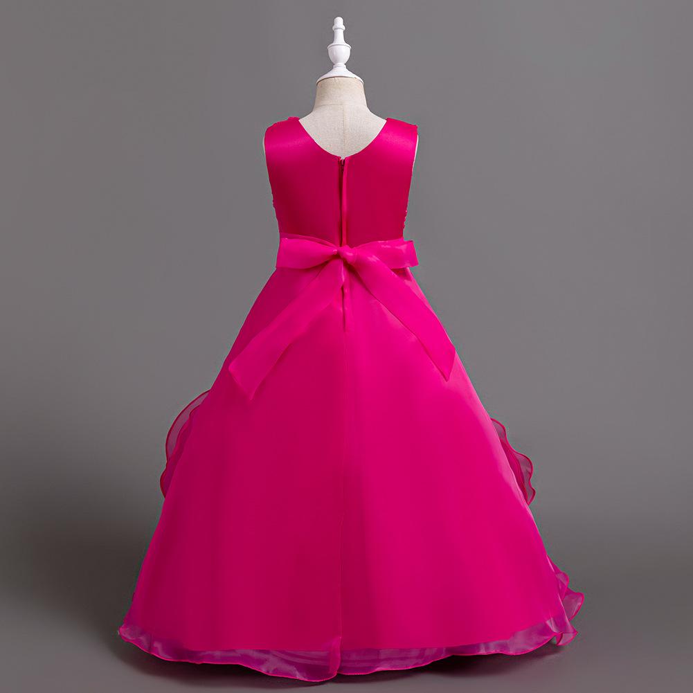 Girls' Long Dresses Big Flower Small Pearl Princess Dresses Walking Host Party Dresses Skirts 8623  Little Girl's Favourite Dress Dresses