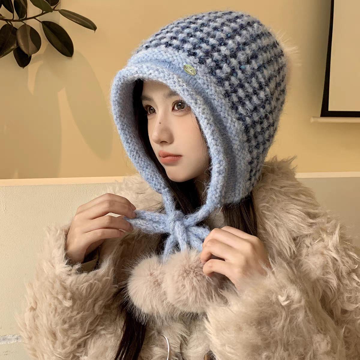 

Вязаная шапка с бахромой Женская новая зимняя утолщенная теплая ветрозащитная шапка-пуловер с защитой ушей one size