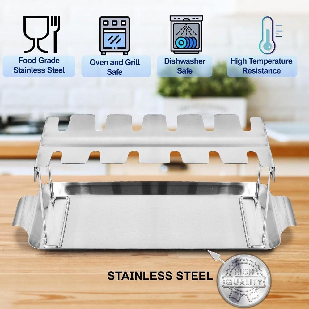 With Drip Tray Chicken Leg Rack Folding Chicken Leg Wing Grill Rack  Barbecue Accessories