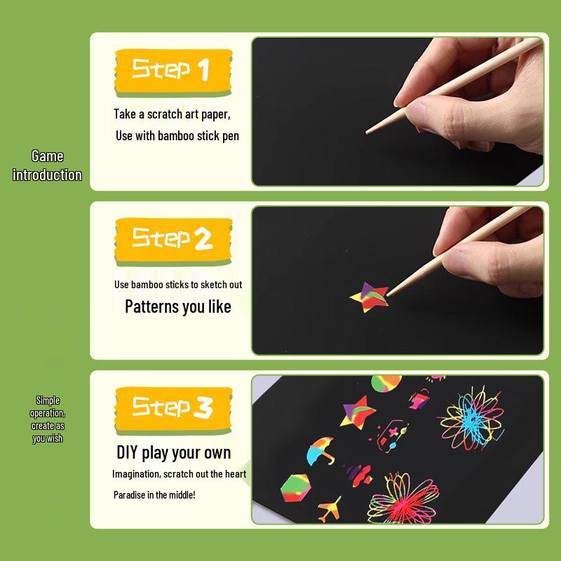 Children's Colorful Scratch Art Paper for Kindergarten & Elementary - A4, 16k, 4k, 8k Sizes