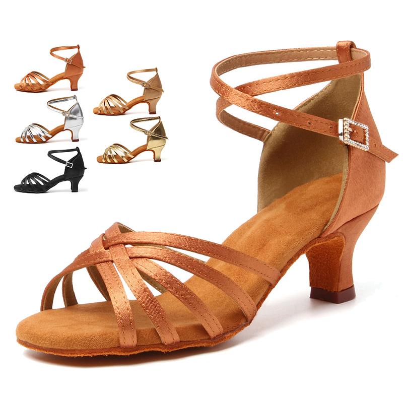 Mid Heel Latin Dance Shoes Ladies' Girls Dance Party Latin Tango Salsa Indoor Soft Soled Dance Shoes 5CM Dancing Shoes