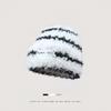 Knitted hat children's winter button wool hat striped small face plush warm thickened large head circumference ear protector winter hat