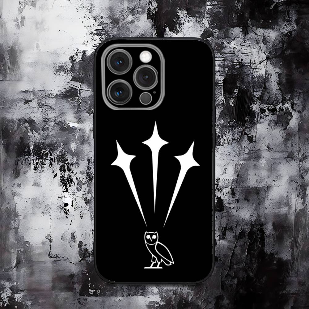 Custodia per Telefono D-Drake O-OvO OWL Per iPhone 16,15,14,13,12,11,Pro,Max,Plus,X,XS,SE,E,Mini, Custodia Nera in Silicone Morbido
