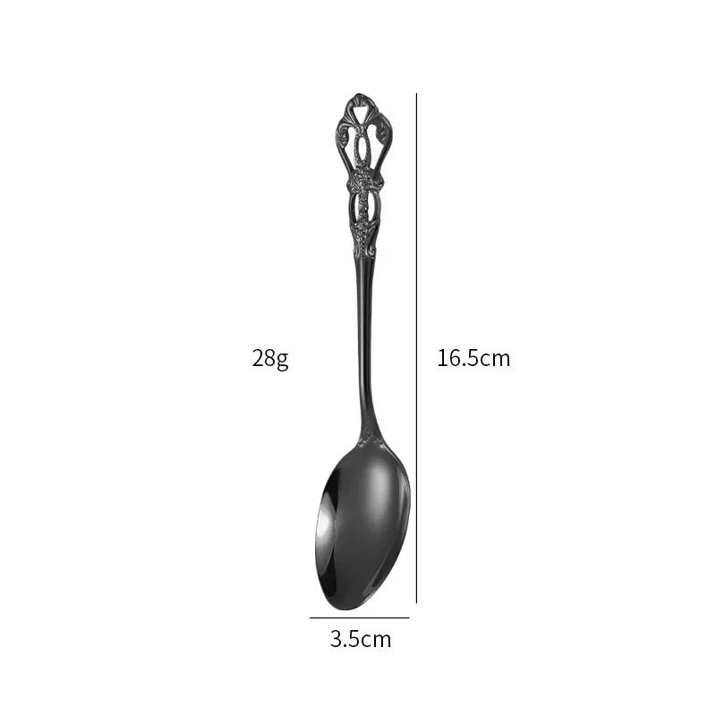 European Style Stainless Steel 4pcs Dinnerware Set - Retro Hollow Design Gold Spoon, Fork and Royal Steak Knife for Home Decor