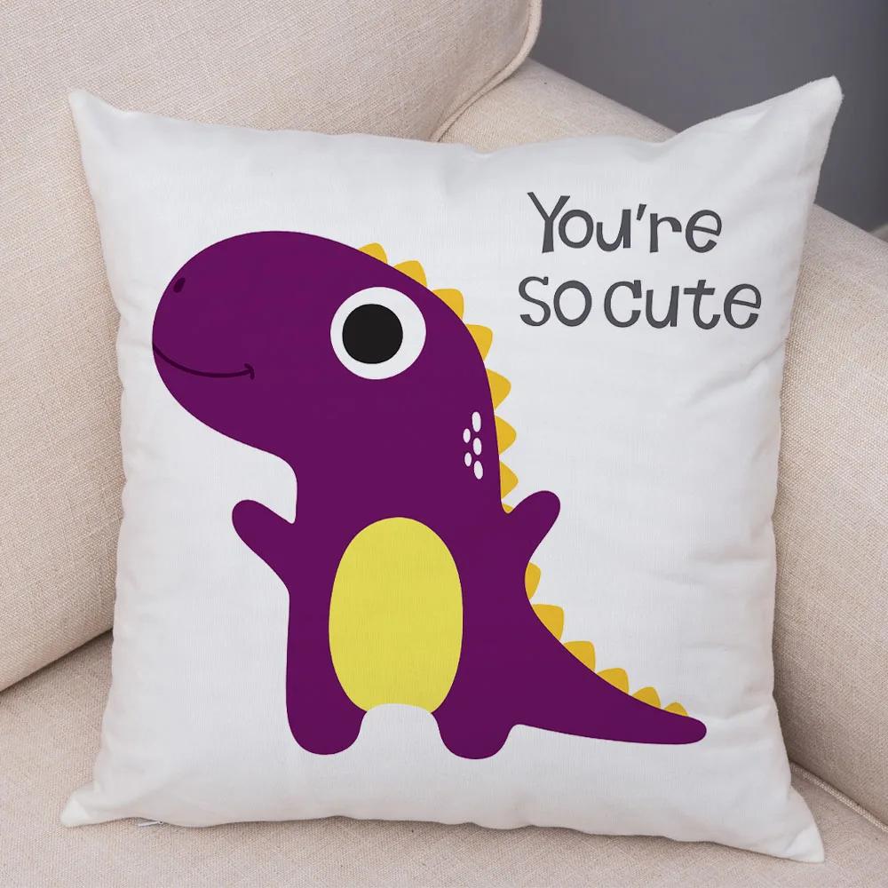 Niedlicher Jurassic Dinosaurier Kissenbezug Dekorative Cartoon Tier Kissenhülle Kinderzimmer Sofa