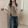 Color Button Knit Vest Women Artistic Retro Minimalist Versatile Round Neck Cardigan Waistcoat