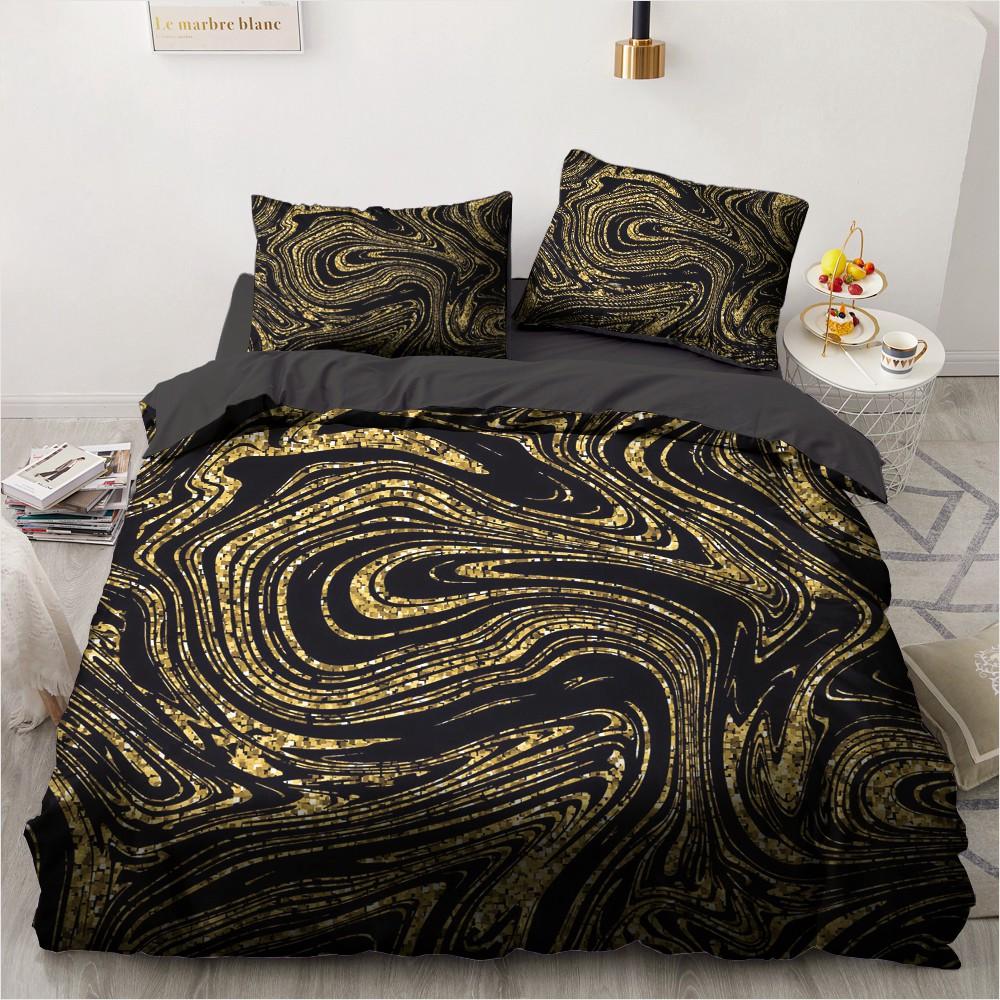 Enkla sängklädesset 3D Marmorering Påslakan Täcke Örngott King Queen Full Double Single Hemtextil