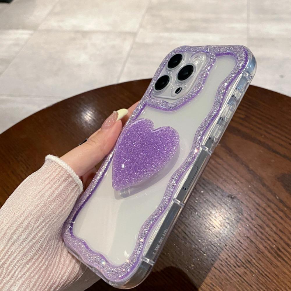 Třpytivý Diamantový Držák Srdíčko Pouzdro Na Telefon Pro iPhone 16 15 14 13 12 11 Pro Max Plus Roztomilý 3D Držák Srdíčko Nárazuvzdorný Kryt