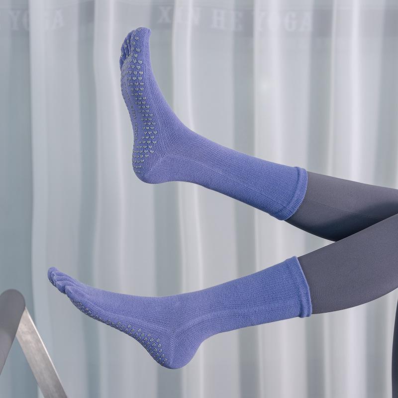 Verlaufende Rutschfeste Wadenlange Zehenspreizer Yoga Socken - Herbst/Winter Schweißabsorbierend Sportlicher Stil.