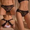 Man Yan Women's Sexy Lace Thong with Bow and Open Crotch