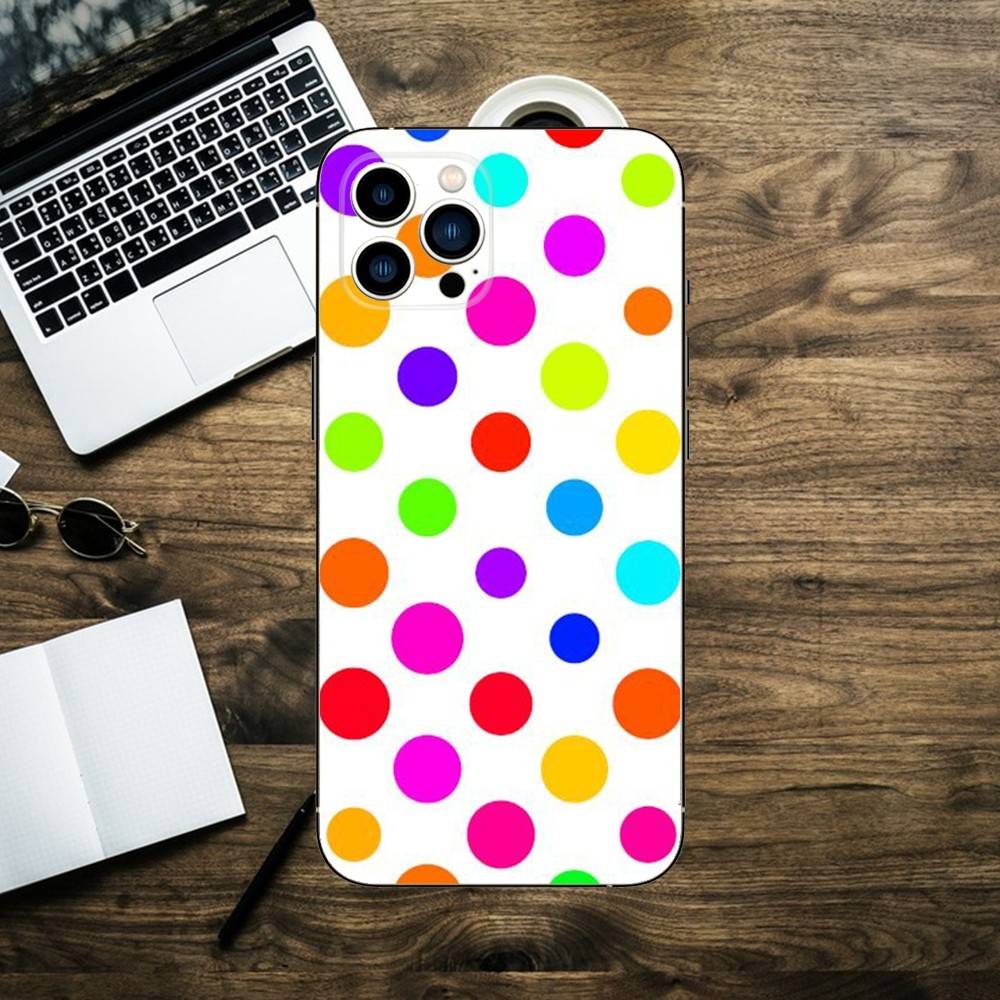 Color Polka Dot Phone Case For iPhone 16,15,14,13,12,11,XS,XR,X,8,7,Pro,Max,Plus,mini Silicone Black Cover