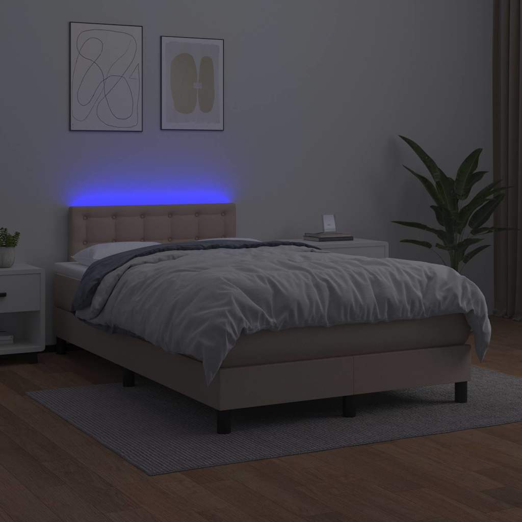 Vidaxl Letto Continentale Con Materasso E LED, Cappuccino, 120X190 Cm