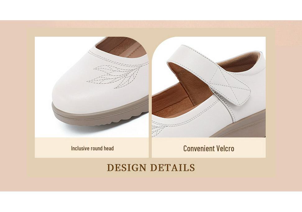 Red Dragonfly Women's Summer Casual Leather Mary Jane Shoes - Genuine Leather Mother's Shoes
