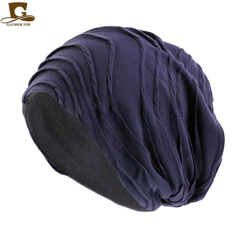 Men's and women's autumn and winter thermal pullover hats, cotton pleated headscarf hats, stacking hats, baotou hats TTM