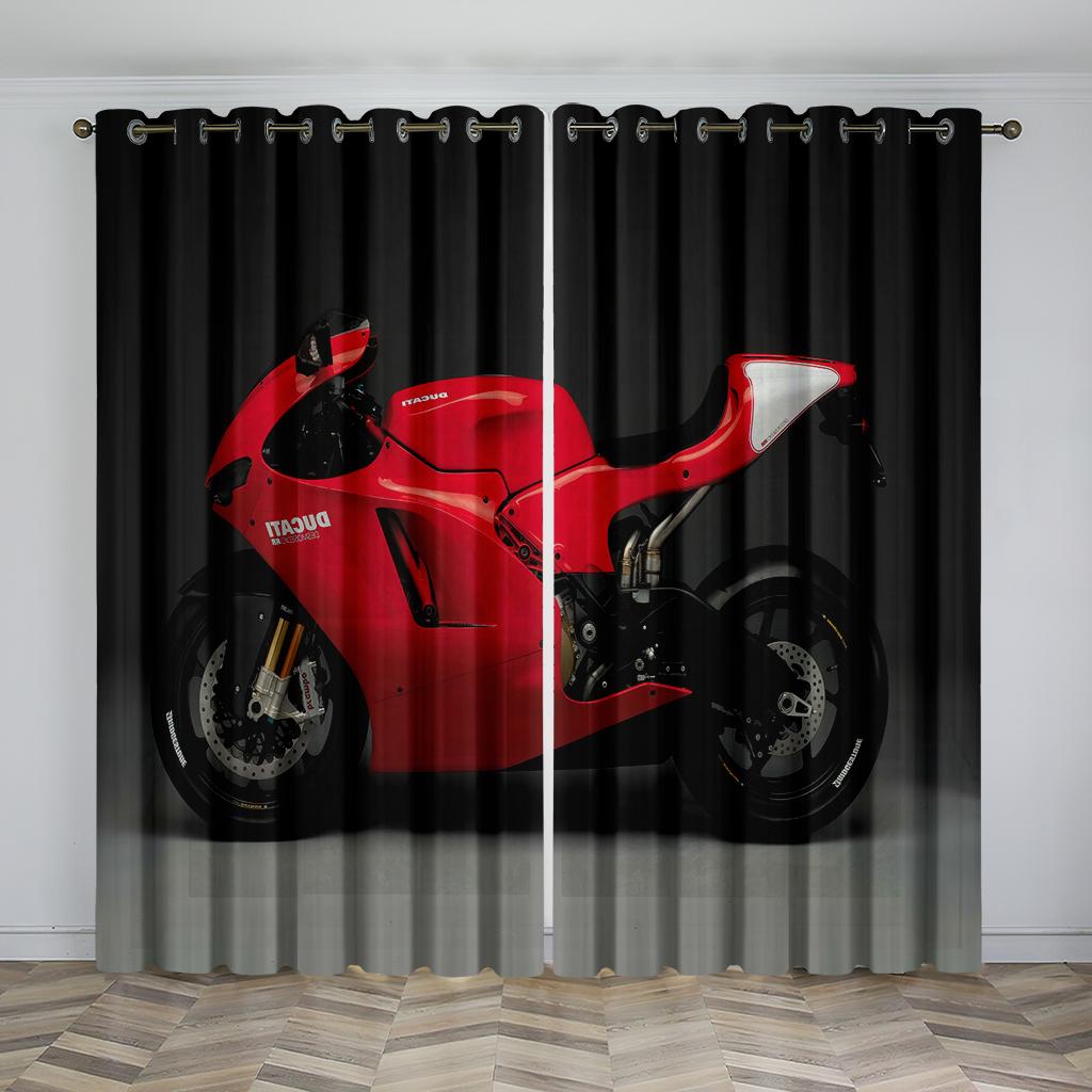 Black Cool Sports Car Movie Print Pattern Modern Boys Drapes Window Curtains for Living Room Bedroom Kitchen 2 Pieces Decor