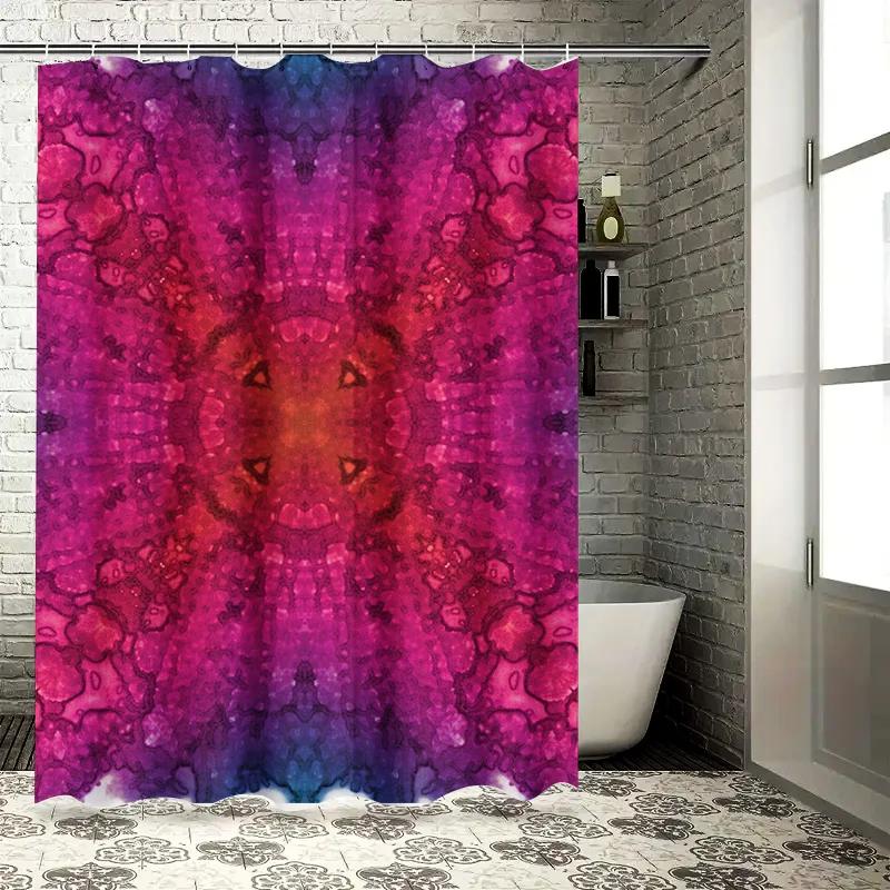 Kaleidoscope Watercolor Shower Curtain Pink Purple Gradient Pattern for Bathroom Decorations.