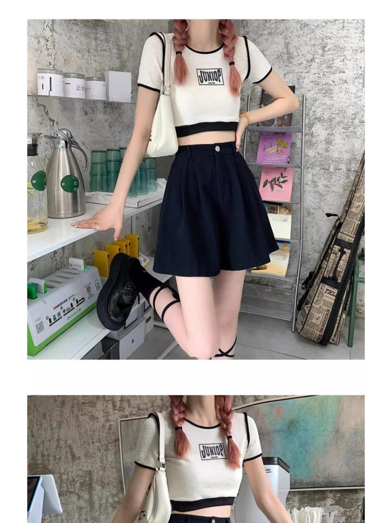 Tide Women's High Waist Wide-Leg Summer Shorts – Loose Fit, Elastic Waist, Casual Style