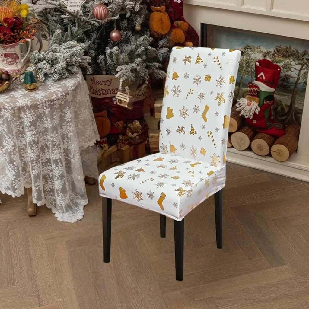 Christmas Chair Covers for Dining Room Kitchen Party Hotel Banquet Restaurant Office Stretch Seat Cover Housse De Chaise 1pc