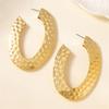 Oval Hollow Hammer Pattern Gold Color Geometric Pendant Earring for Women Fashion Personality Brincos Wedding Jewelry