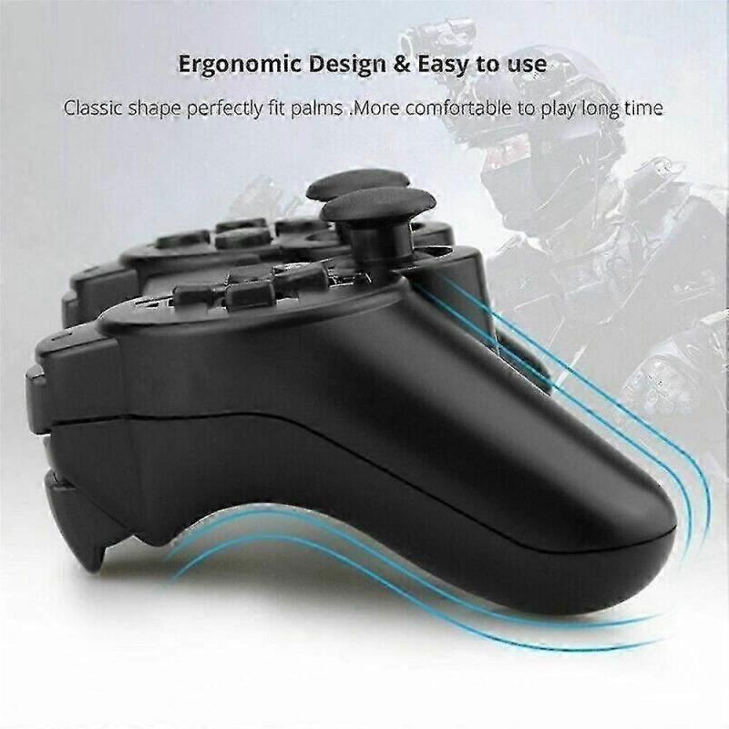 Wireless Bluetooth Controller for PS3, Rechargeable Gamepad with Vibration, Dual Joysticks & Gyroscope, Compatible with PlayStation 3 Console (Black)