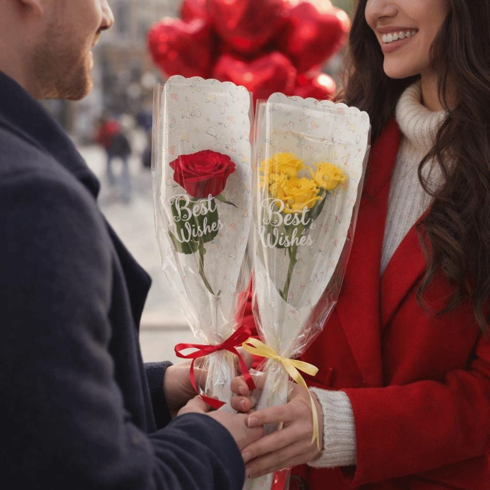 10pcs/set Waterproof Bouquet Wrapping Bags Transparent Rose Packaging Sleeve  Valentine's Day