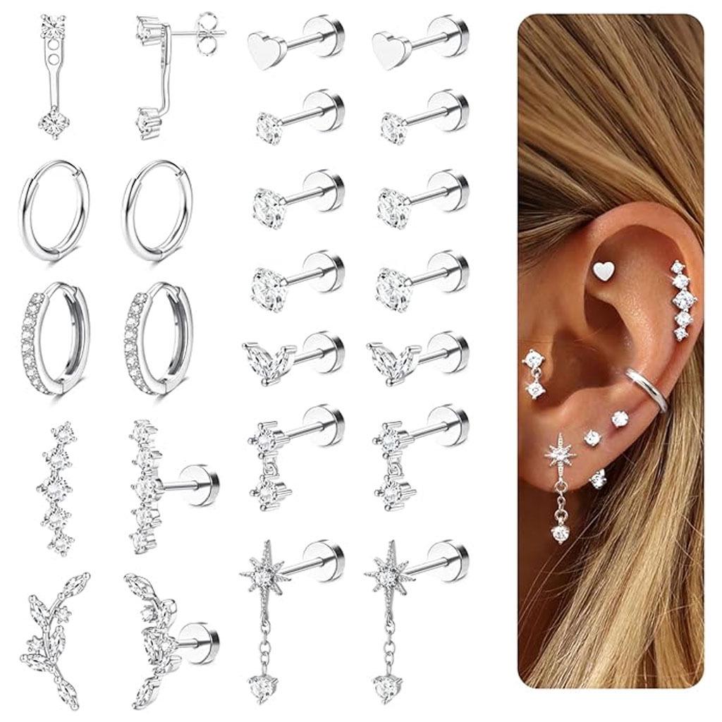 Σετ Σκουλαρίκια Καρφωτά Καρδιά Φύλλο Ζιργκόν από Επιχρυσωμένο Ορείχαλκο