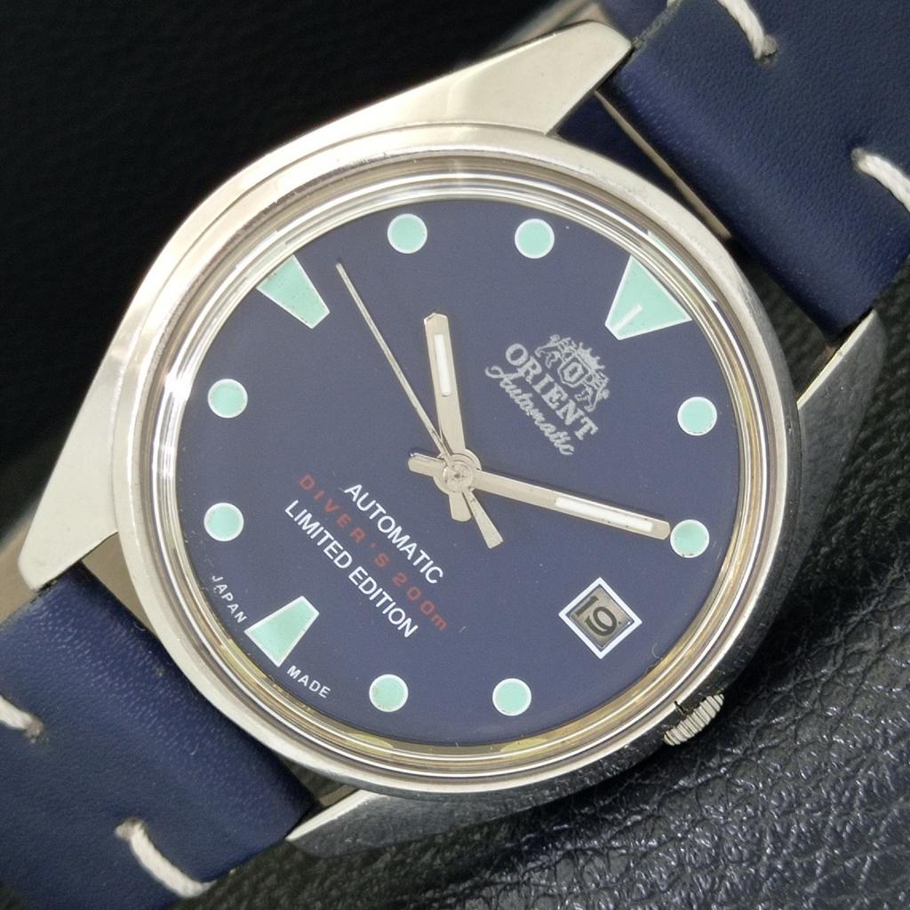 VINTAGE ORIENT AUTOMATIC JAPAN MENS BLUE COLOR DIAL WATCH A700605-5 R204-a700605