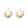 French super fairy white flower earrings women's light luxury earrings retro cold wind ears