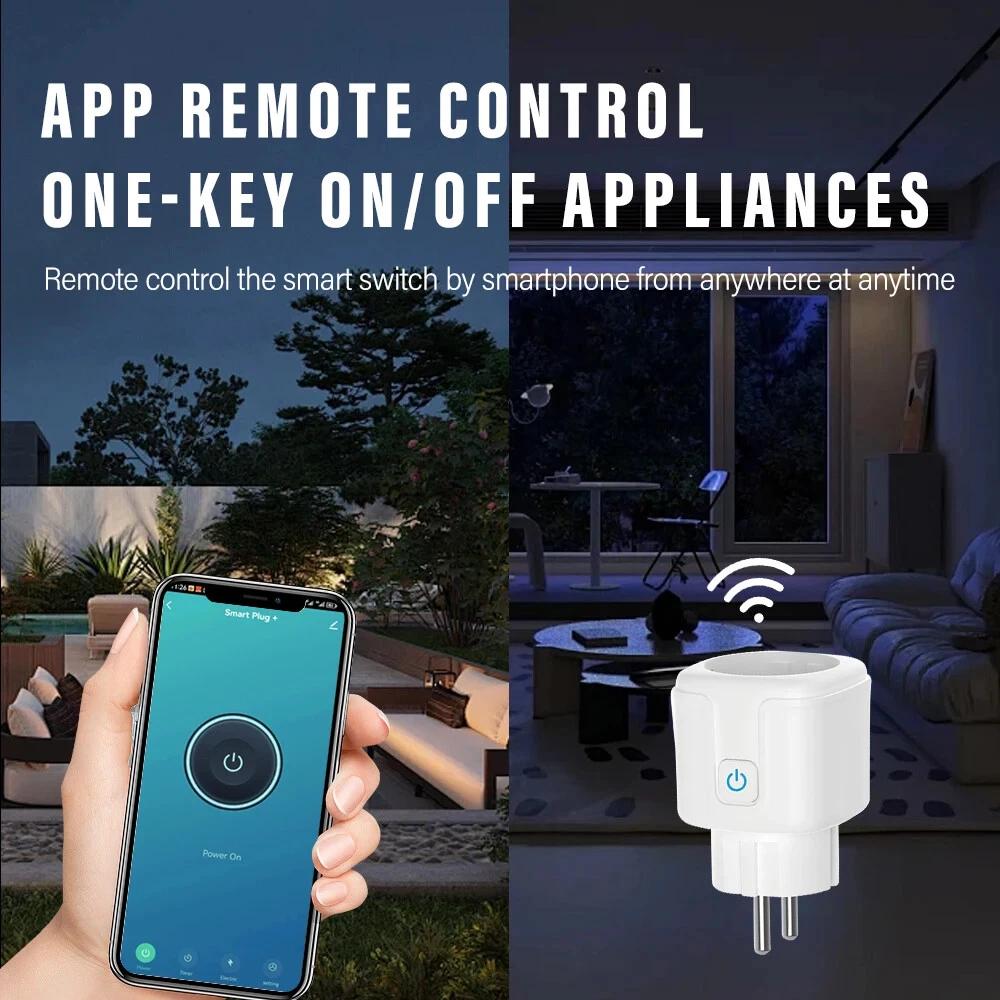 Tuya Wifi Smart Socket EU Plug 16/20A Power Monitor Remote Control SmartLife APP Works with Alexa Yandex Alice Google Assistant