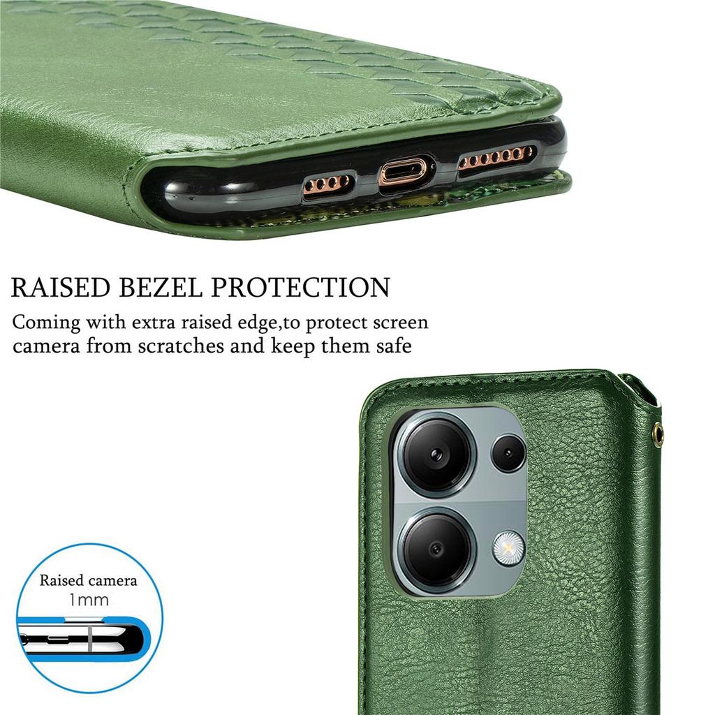 For Xiaomi Redmi Note 13 Pro 4G/Poco M6 Pro 4G PU Leather Case Rhombus Imprint Wallet Stand Phone Cover