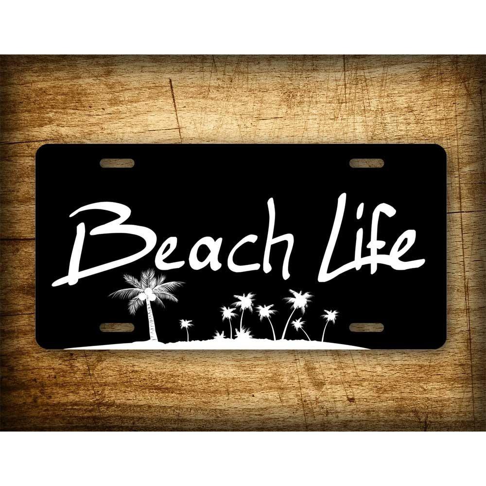 Personalized Beach Life License Plate UV Resistant Palm Trees Sand Sun Car Tag Custom