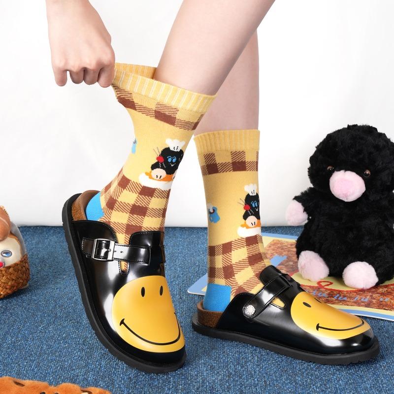 Cute Cartoon Little Mole's Bakery Socks Children's Style Mid-length Socks for Spring, Autumn, Winter, Thick Cotton Socks