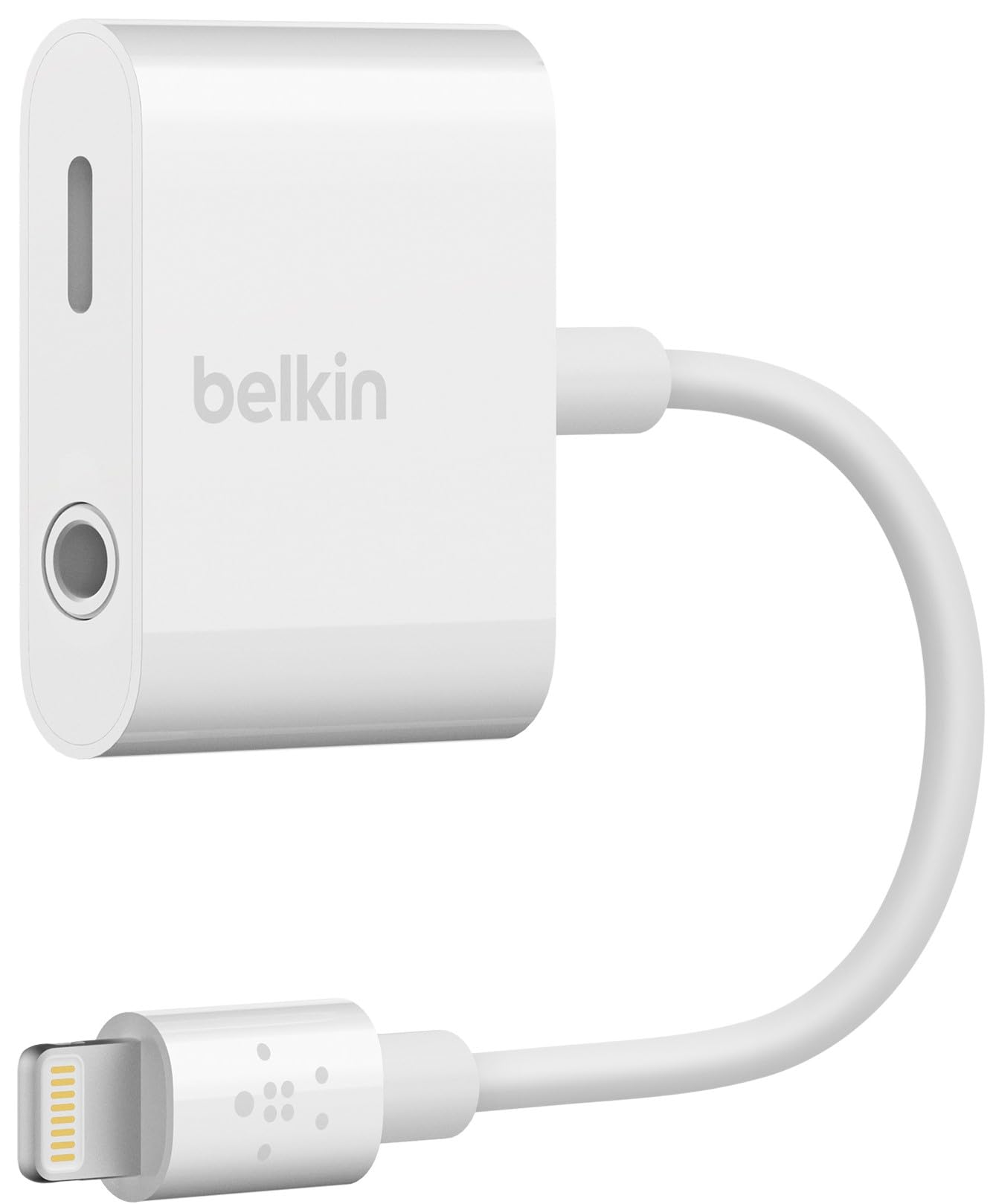 

Belkin Lightning and 3.5mm Audio Dual Adapter for iPhone 14/13/12/SE/11/XR MFi Certified Simultaneous Headphone Use and Charging White