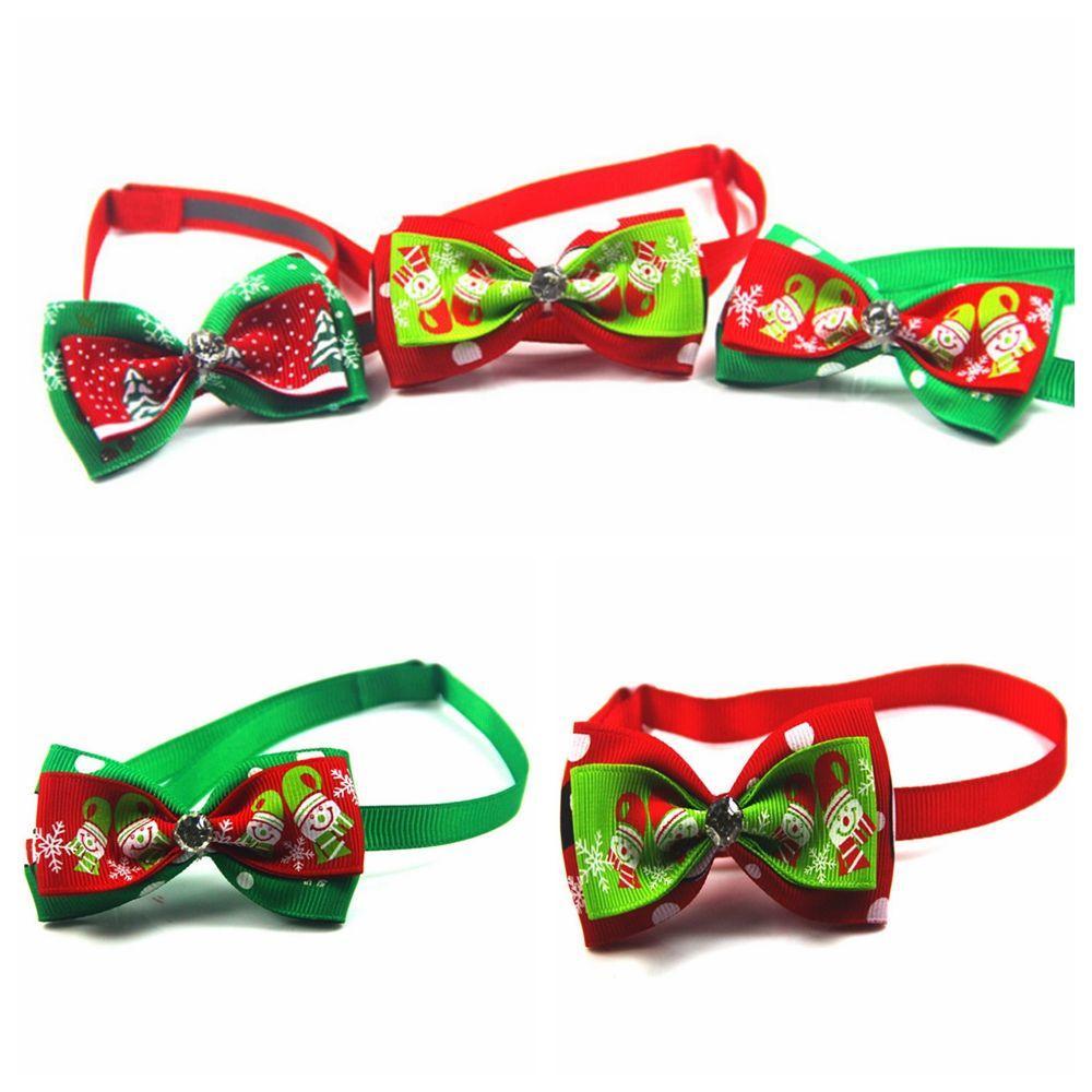 3 Pcs Cat Dog Snow Flakes Adjustable Christmas Collar Necktie Pet Bow Ties