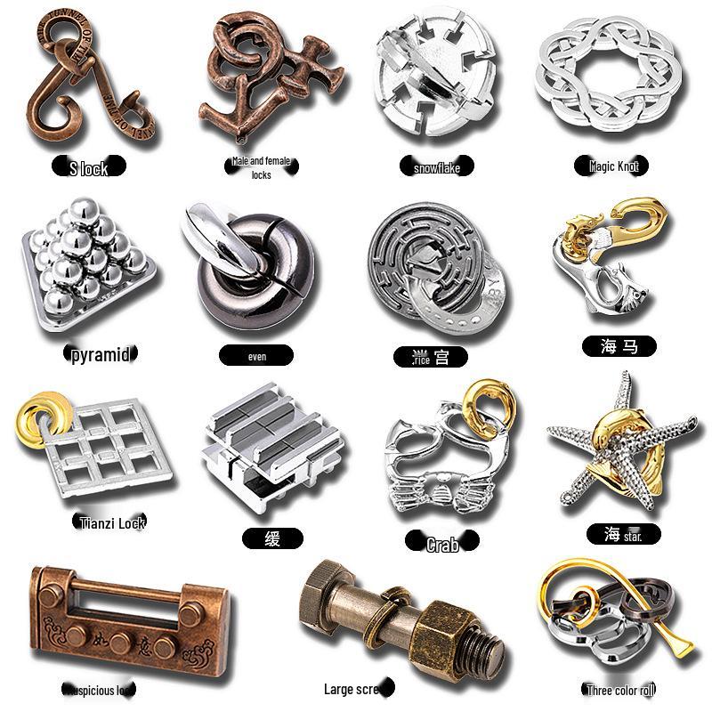 Children's Educational Metal Puzzle Set: Luban Lock, Nine Rings, and Kongming Lock Disentanglement Toys