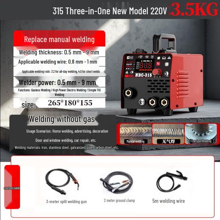 Naishunjia MIG-315 Gasless Welder: Manual, TIG, and Three-in-One Electric Welding.