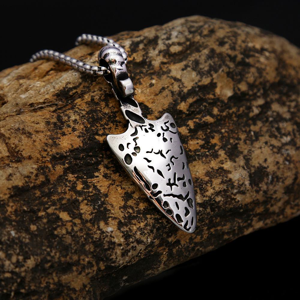 Men's Stainless Steel Necklace Triangle Standard Viking Rune Titanium Steel Pendant Nordic Jewelry