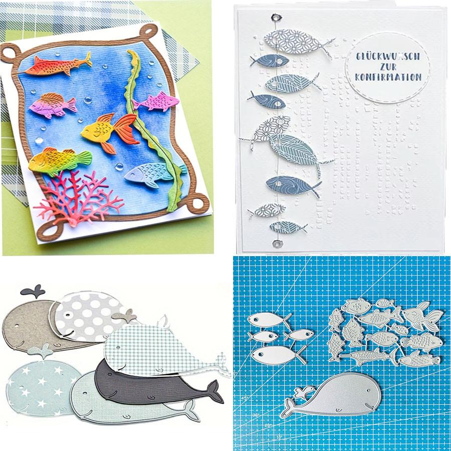 Fische Stanzformen für Kartenherstellung, Wal Metall Stanzschablone für DIY Scrapbooking Fotoalbum Prägepapierkarten Basteln Stanzteile