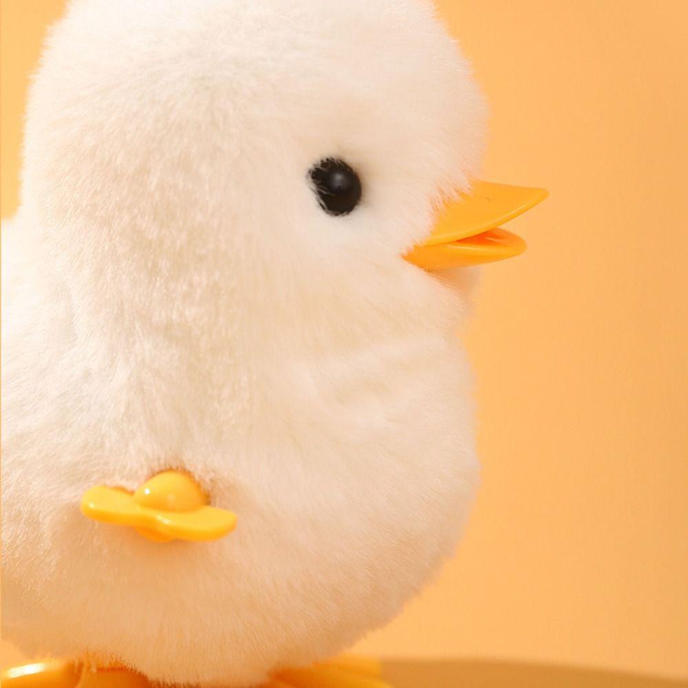 Plush Clockwork Spring Chicken Toy Cute Guide Baby Crawling Toy Duck Wind Up Jumping Toy  Cat Toy