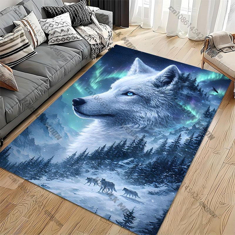 Nature wolf spirit winter harmony carpet Yoga living room room decor children's crawling mat doormat area rug games mat