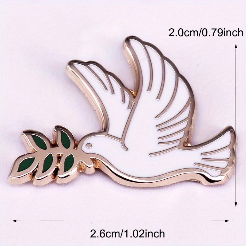 Peace Dove Olive Branch Enamel Brooch Pin Animal Dove Badge