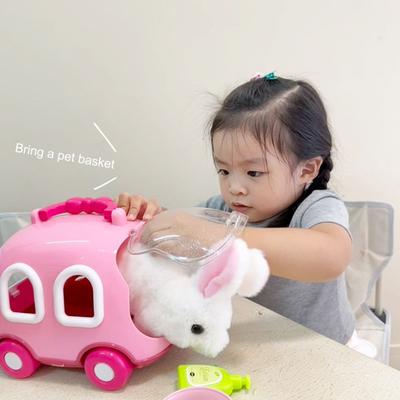 Elektronisches Plüschtier Katze Spielzeug Tragbarer Käfig Simulation Elektrisch Gehendes Springendes Kätzchen Spielzeug für Kinderspielhaus und Bildung Geburtstagsgeschenk