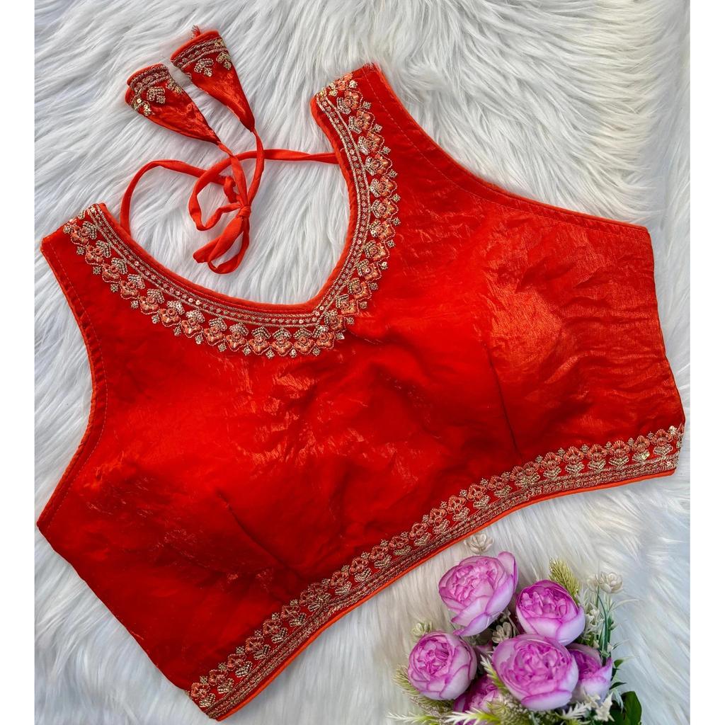 Blusa sin mangas de mezcla de seda para mujer Ropa de fiesta india Diseñador Étnico Choli