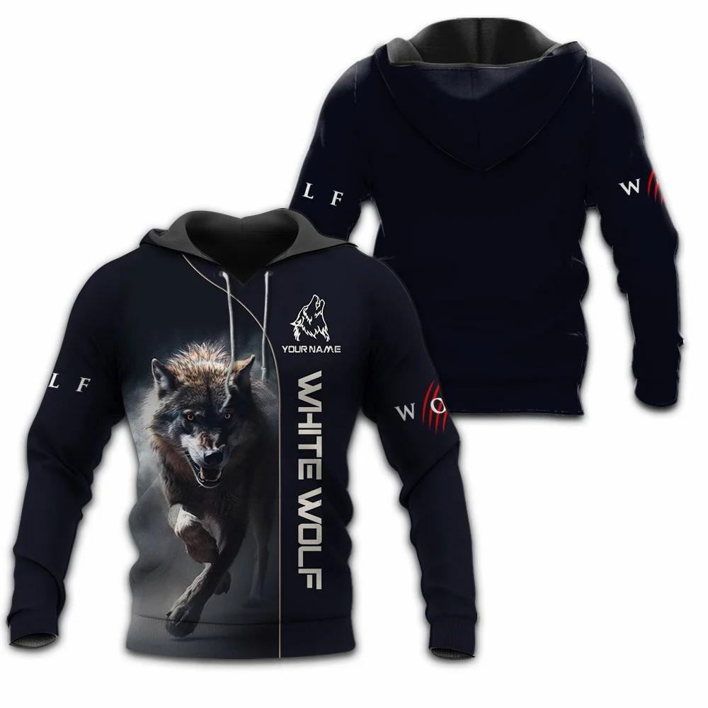New Graphic Wolf Men's Fashion 3D Print Hoodie Streetwear Hoodies Long Sleeve Hooded Print Front Pocket Design Hoodie Sweatshirt