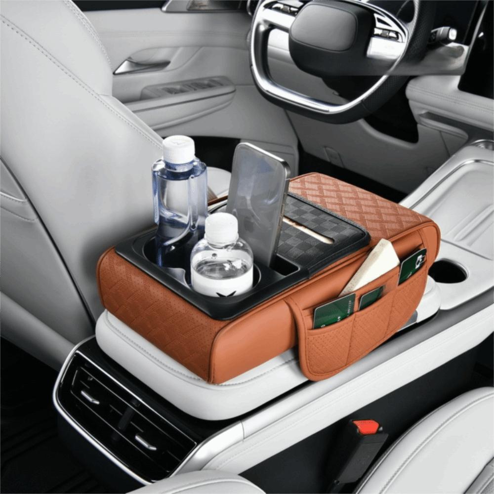 

Tissue Box Car Armrest Storage Box 2 Cup Holder Arm Rest Heightening Pillow Auto Interior