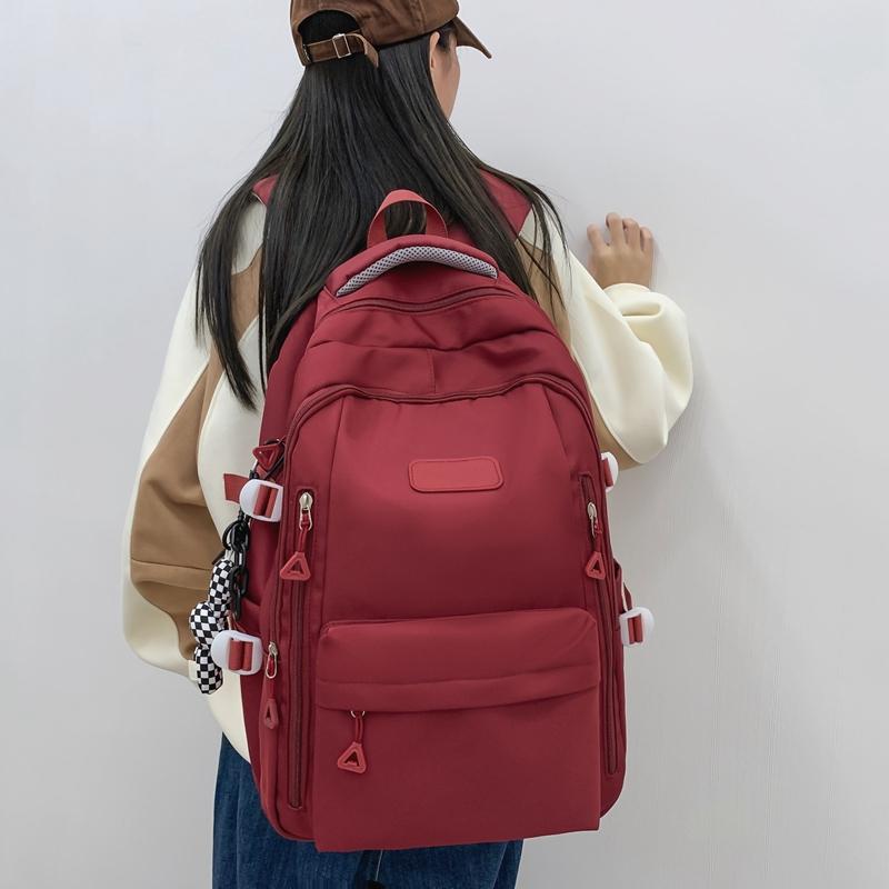 Backpack Female Junior Senior High School Student Schoolbag Solid Color Large Capacity Backpack
