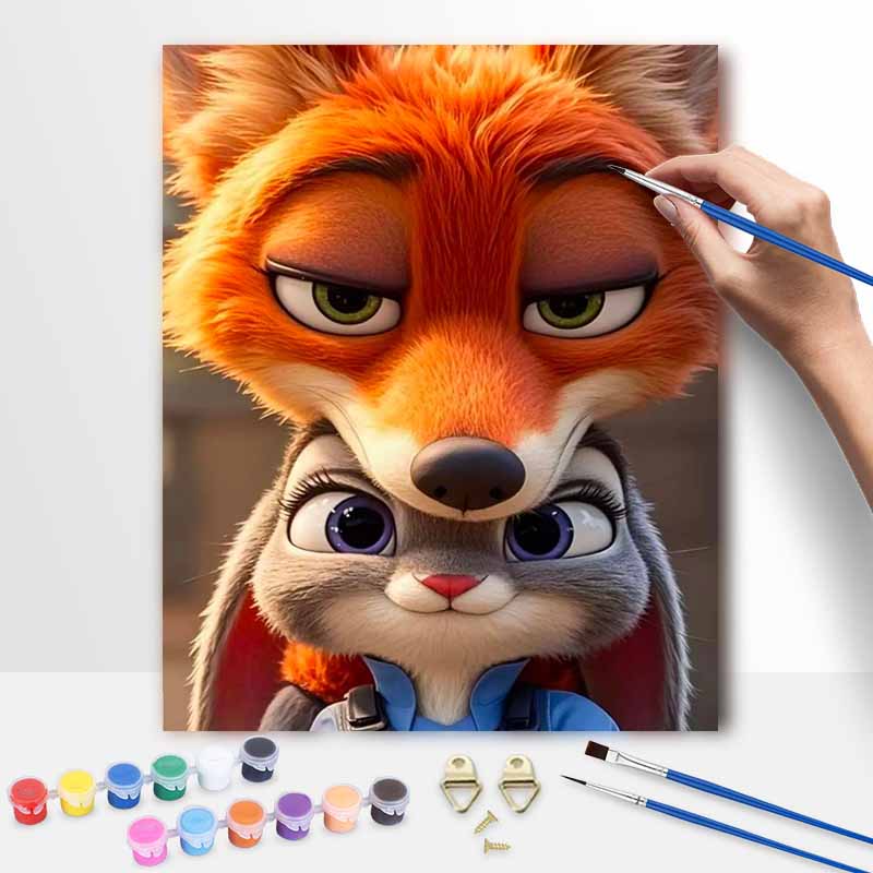 Disney oil painting Nick Wilde and Judy Hopps painting art handmade diy painting home decoration gift